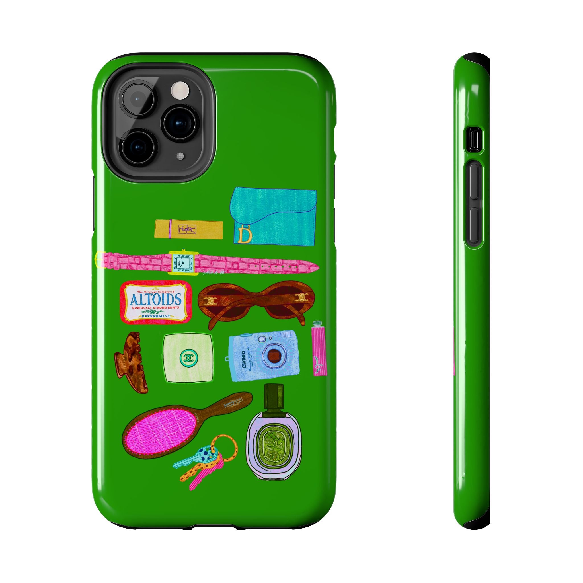 What's in My Bag Green Phone Case