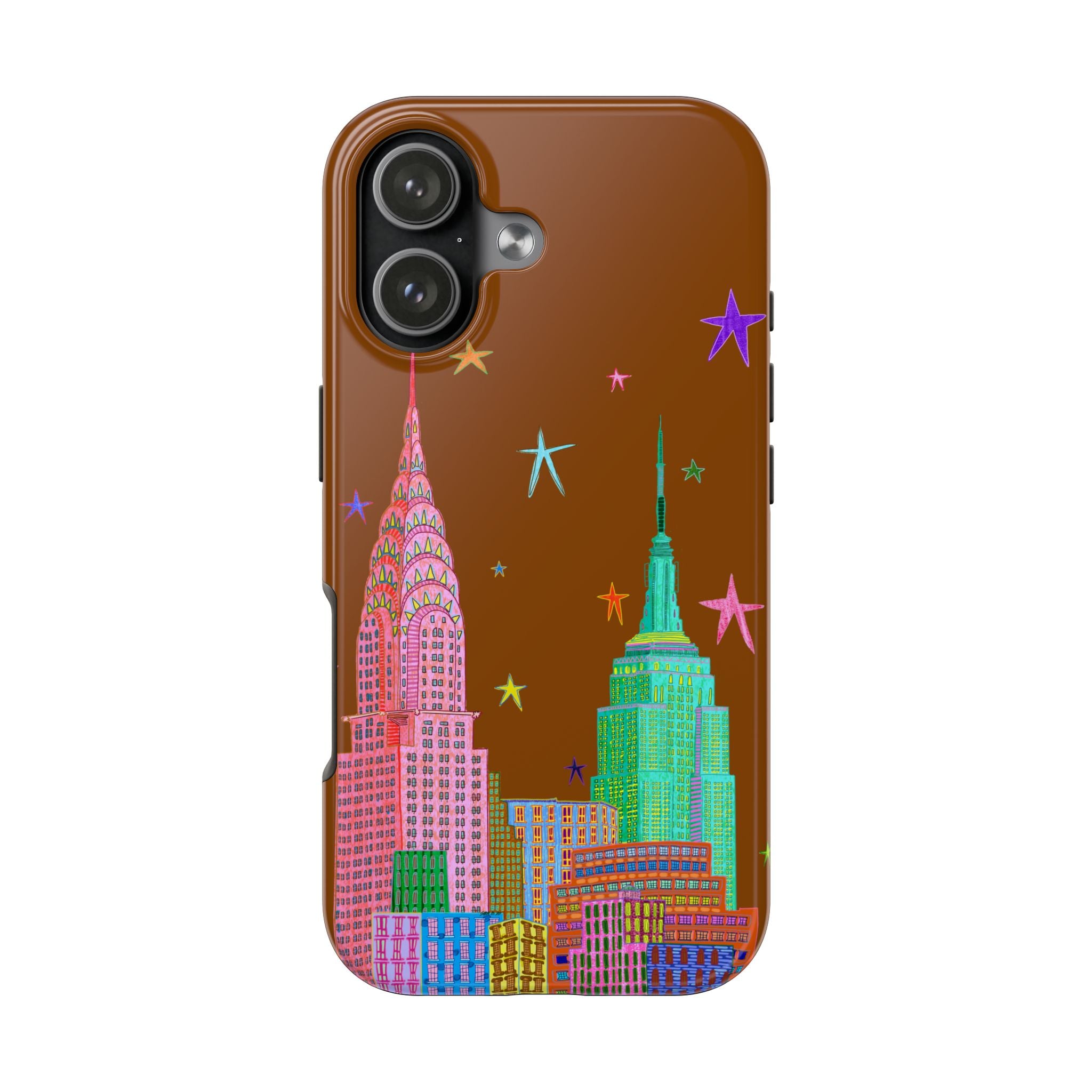 Starry Night in The City Brown Phone Case