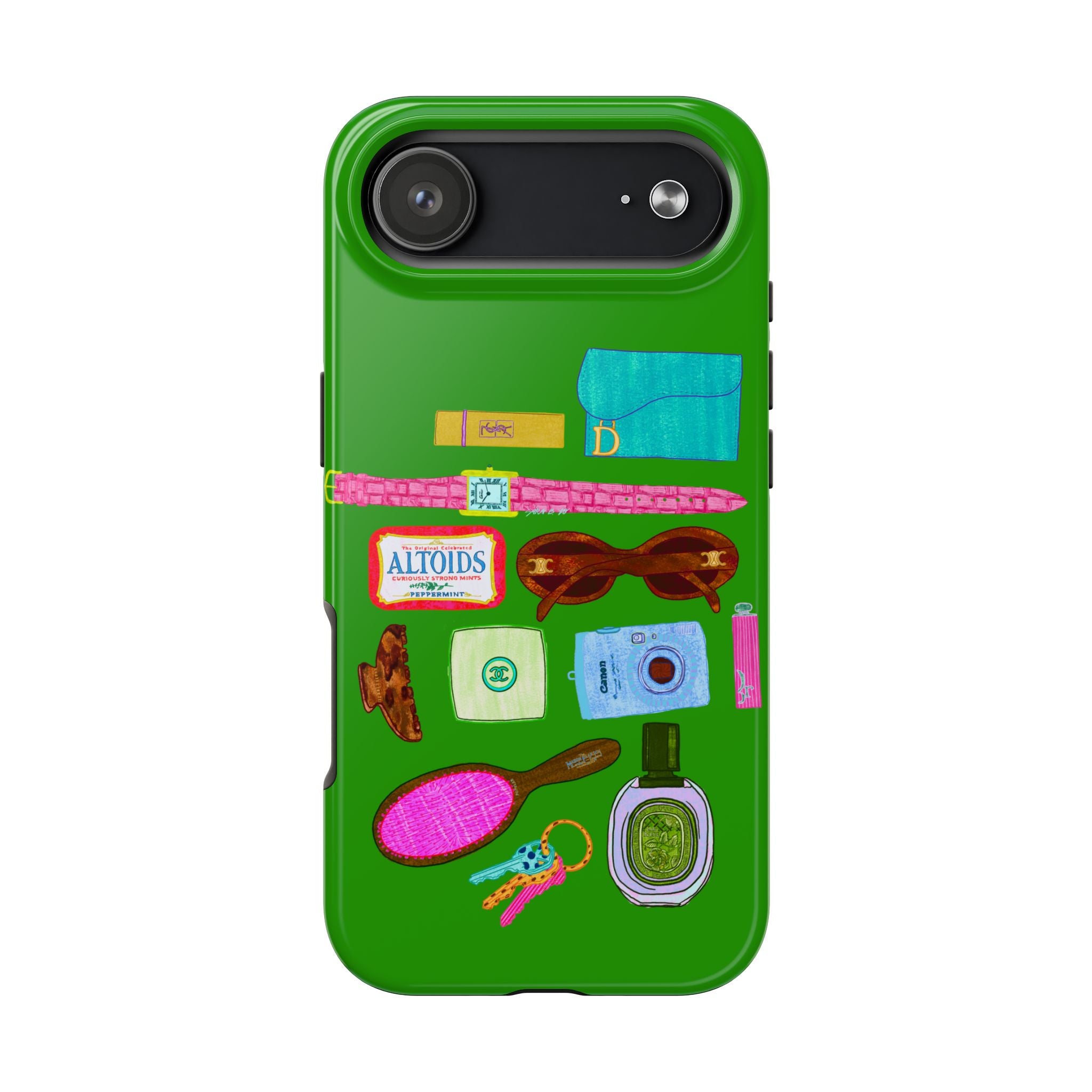 What's in My Bag Green Phone Case